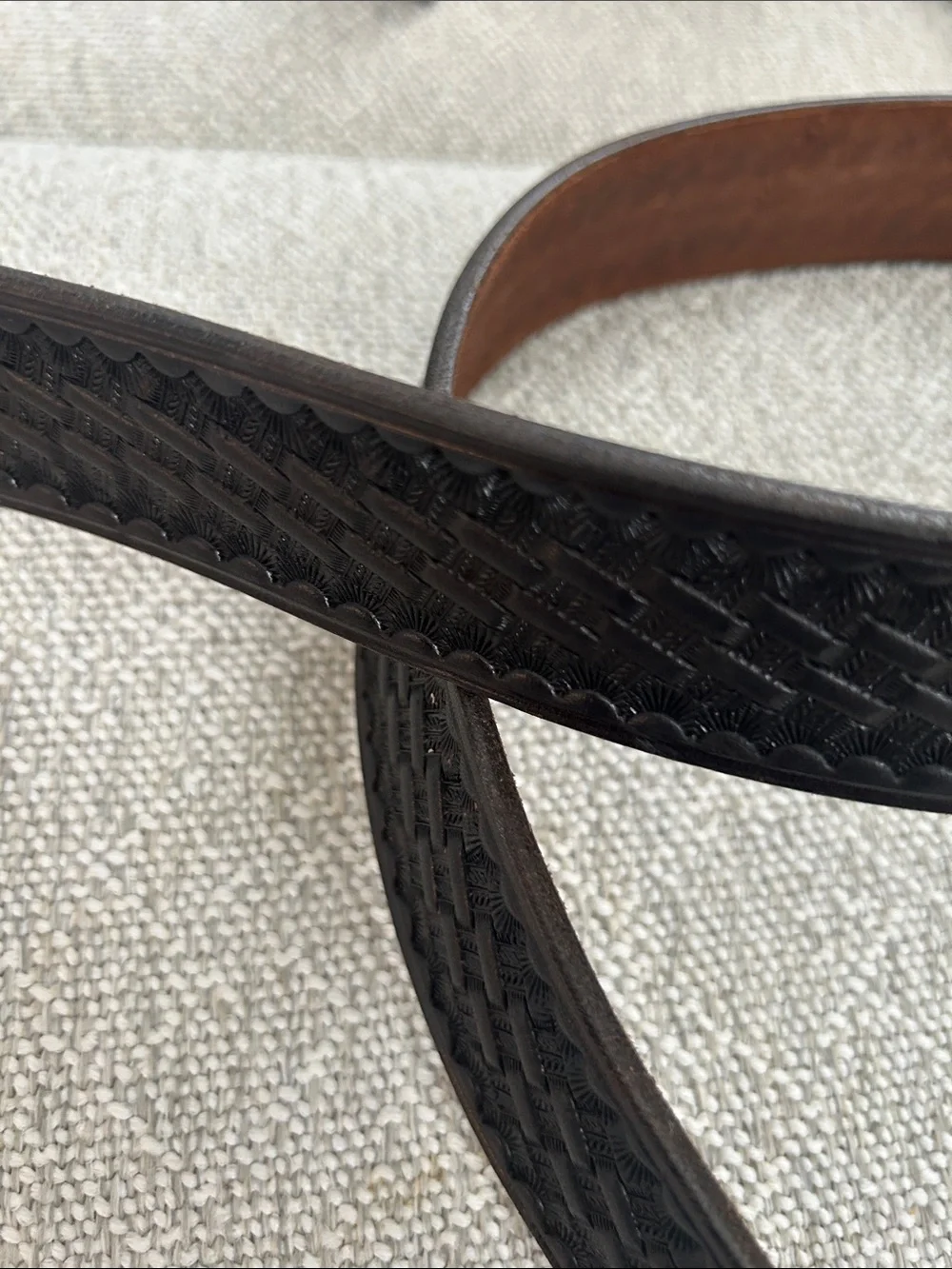 Western Braided Leather Belt with Blue Crystal Cross Buckle One of a kind